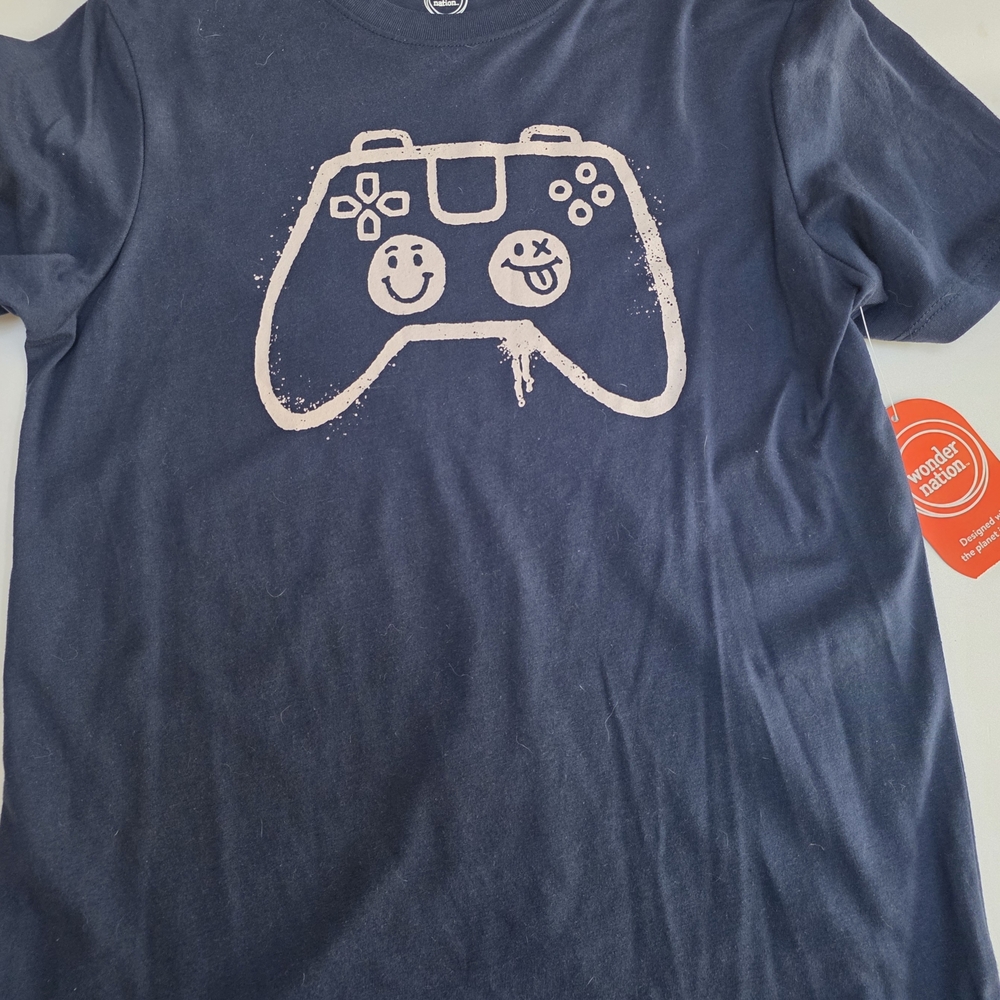 Wonder Nation Navy  Blue Tee with Graphic Design, New With Tags Size 12/14